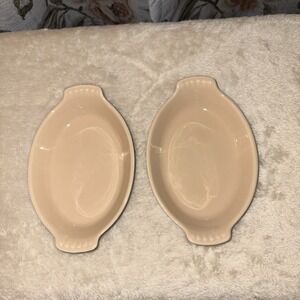 2 Le Creuset Stoneware Black Oval Petite Au Gratin Baking Dish 6"